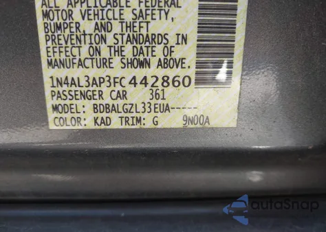 2015 Nissan Altima 2.5/2.5 S/2.5 Sl/2.5 Sv z USA, uszkodzony, nr VIN 1N4AL3AP3FC442860